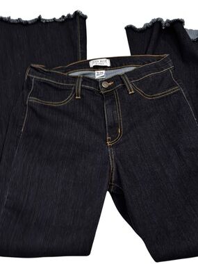 Judy Blue High Rise Flare Jeans Dark Wash Raw Hem Bell Bottom Size 9/29